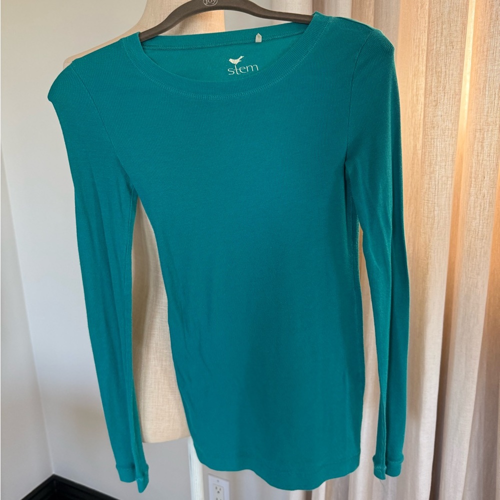 stem Teal Long-Sleeve Crew Neck Top